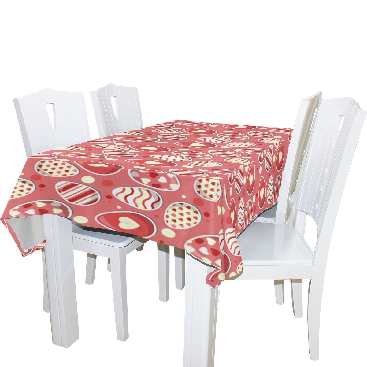 Happy Easter Bunny Egg Polyester Tablecloth - Waterproof Washable Table Cover for Dinner Party, Picnic, Kitchen Decor - Spring Home Decoration & Holiday Celebration