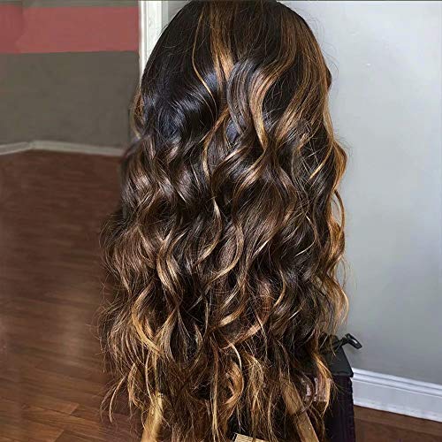 QUINLUX WIGS #1bT27 Highlight Honey Blonde Human Hair Wigs - 180% Density Body Wave Brazilian Remy Hair - 13x6 HD Transparent Lace Front Wig with Bleached Knots & Pre-Plucked Hairline - Glueless & Comfortable for Daily Wear - Perfect for Cosplay, Parties, and Everyday Styling