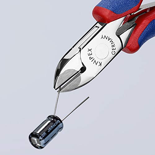 KNIPEX Electronics Diagonal Cutters with Carbide Metal Cutting Edges - Precision Wire Cutters for Electronics, DIY & Electrical Work - Multi-Component (7702120H) - Ideal for Electricians, Technicians & Home Repair