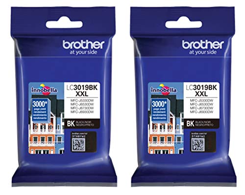 Brother LC-3019BK High Yield Black Ink Cartridge - 2 Pack for Brother Printers | Ideal for Home Office Printing, School Projects & Small Business Documents