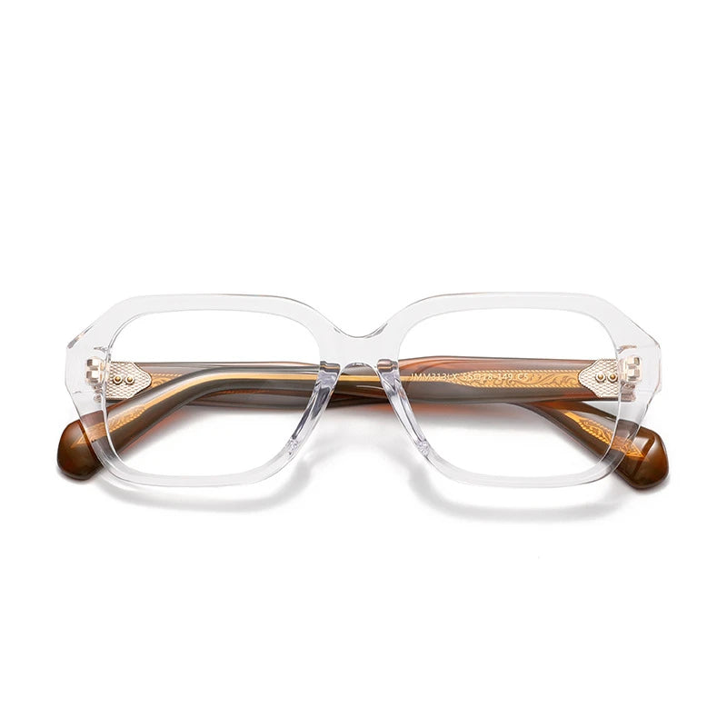 Aror Unisex Full Rim Flat Top Square Thick Acetate Eyeglasses 842313 - Stylish & Durable Eyewear for Men & Women - Perfect for Work, Reading & Fashion Accessories