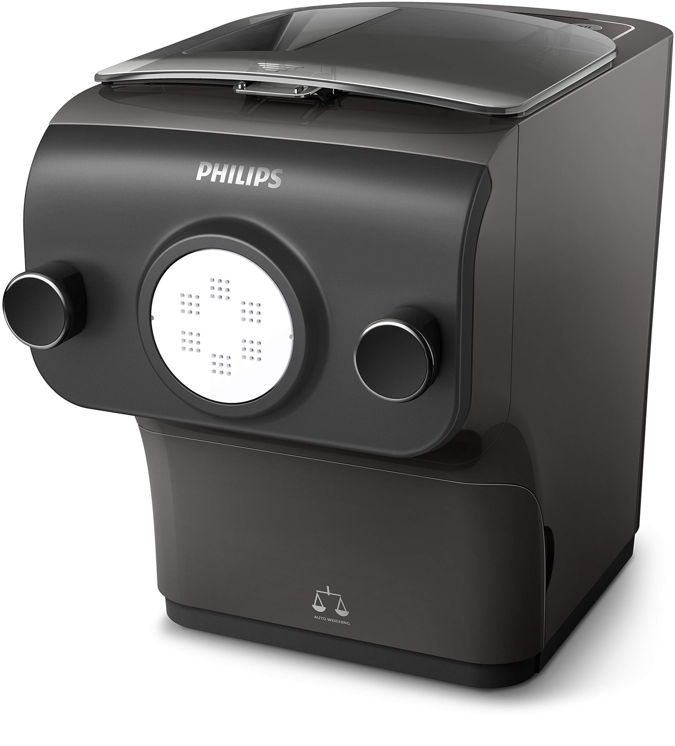 Philips Pasta and Noodle Maker Plus - Automatic Pasta Machine for Fresh Homemade Pasta, Spaghetti, Fettuccine, Lasagna | 3 Pasta Discs Included | Compact & Easy to Clean (Black, Renewed Model HR2382/16) | Perfect for Italian Cooking, Family Dinners & Healthy Meal Prep