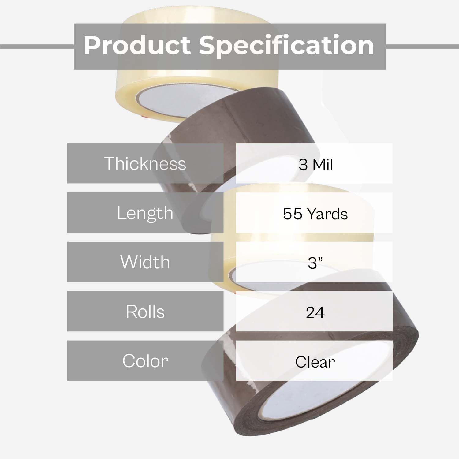 Shield Tape Heavy Duty Packing Tape - 3 Inch x 55 Yards, 24 Rolls Clear Packaging Tape (3.0 Mil Thickness) with 3 Inch Core - Ideal for Shipping Boxes, Moving Supplies & Storage Organization | Perfect for Ecommerce, Warehouse & Home Use