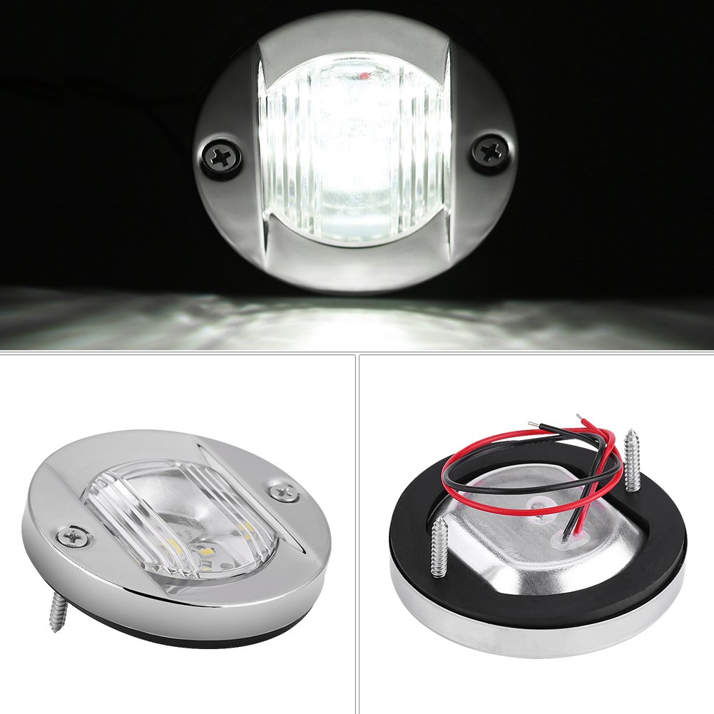Waterproof LED Stern Lights for Boats - Stainless Steel Marine Transom Lights for Yachts & Sailboats (White) - Perfect for Night Navigation & Dock Safety