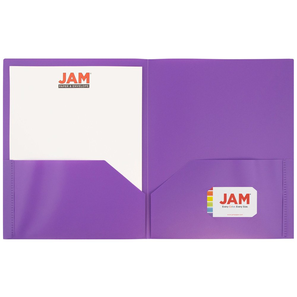 JAM Paper Medium Weight Plastic Presentation Folders - 96 Pack, Purple - Ideal for Office, School, Business Reports & Document Organization