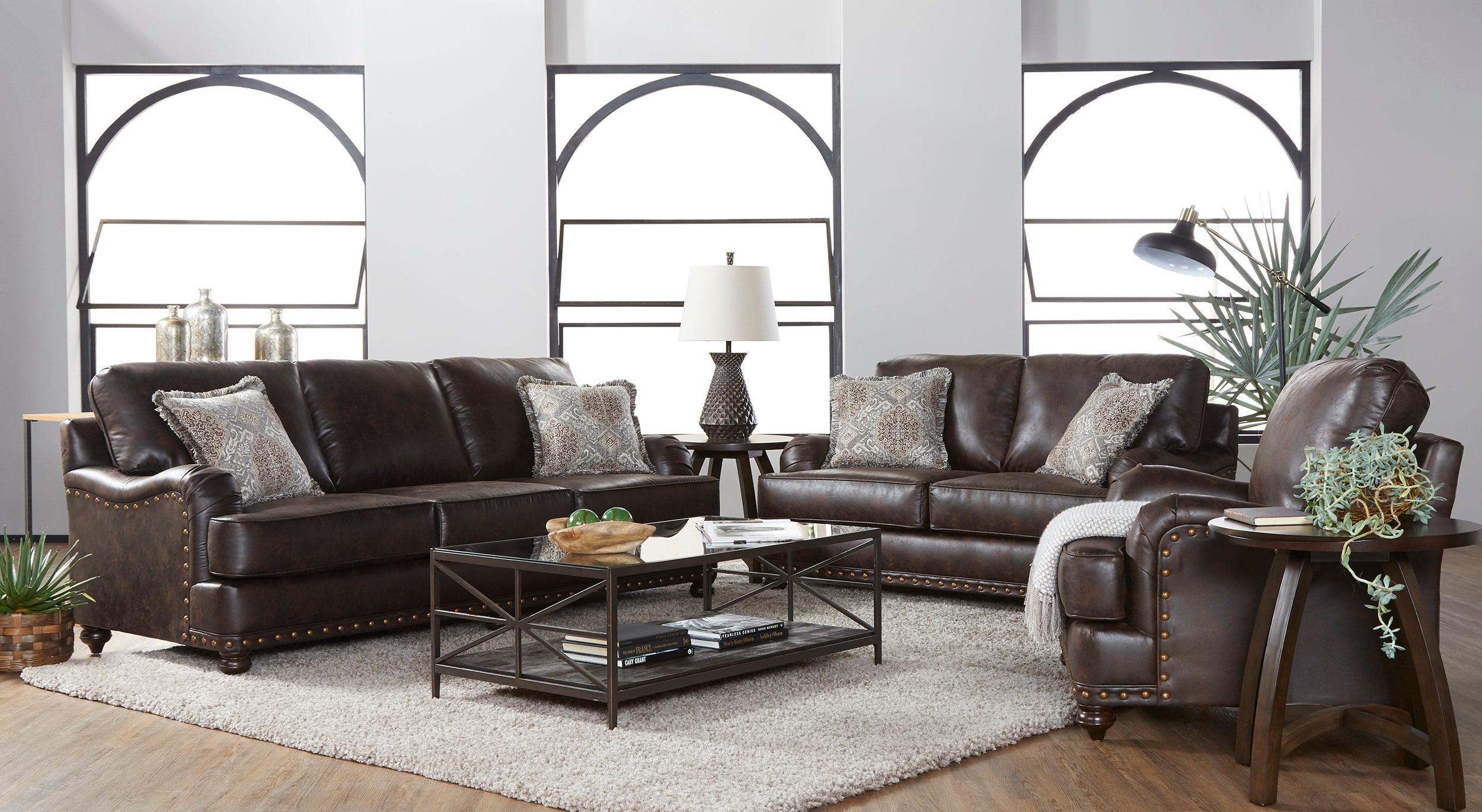 Ridgeline Brownie Sofa & Loveseat Set 17255 - Comfortable 2-Piece Living Room Furniture for Cozy Home Decor & Family Relaxation
