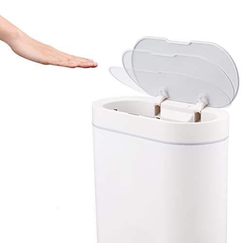 ELPHECO 2.5 Gallon Automatic Motion Sensor Trash Can with Lid - Slim Plastic Bathroom Garbage Bin for Bedroom, Toilet & Small Spaces - Touchless Waste Disposal Solution for Hygienic Home & Office Use