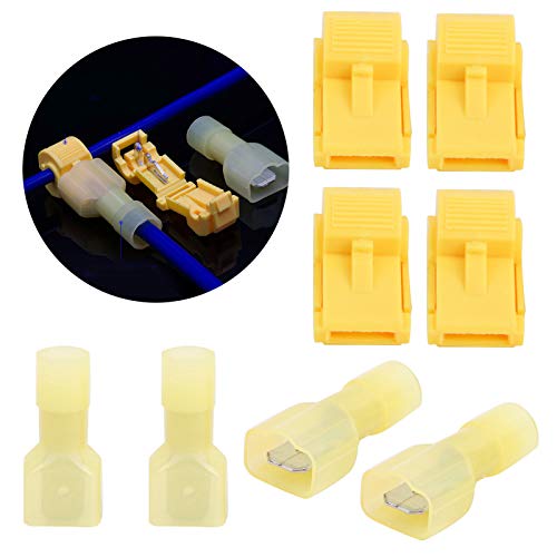 120 Pairs Yellow T-Tap Wire Connectors - Quick Splice Electrical Terminals for Automotive, Home Wiring & DIY Projects