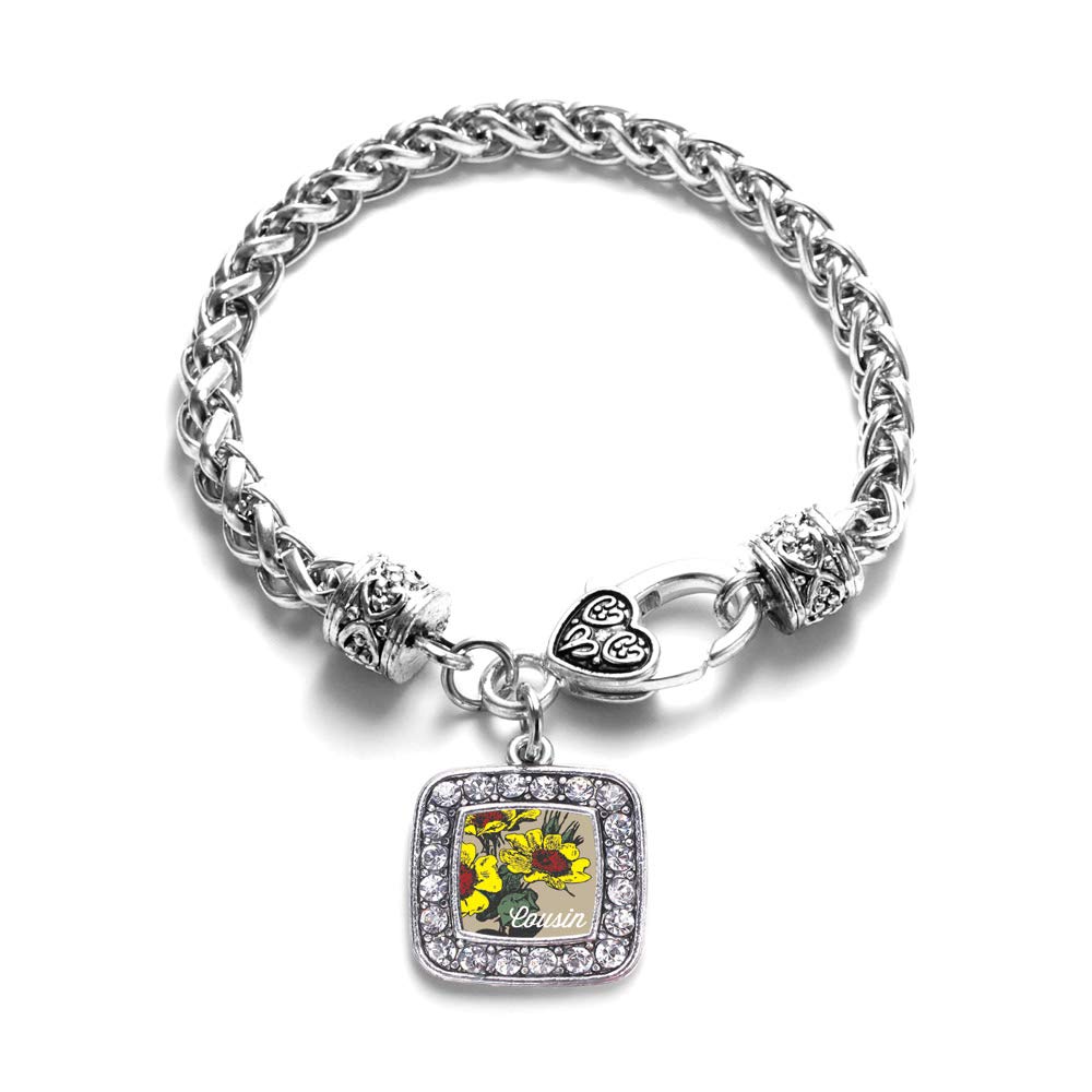Inspired Silver - Elegant Silver Square Charm Bracelet with Sparkling Cubic Zirconia Jewelry | Perfect for Women's Daily Wear, Gift Giving & Special Occasions