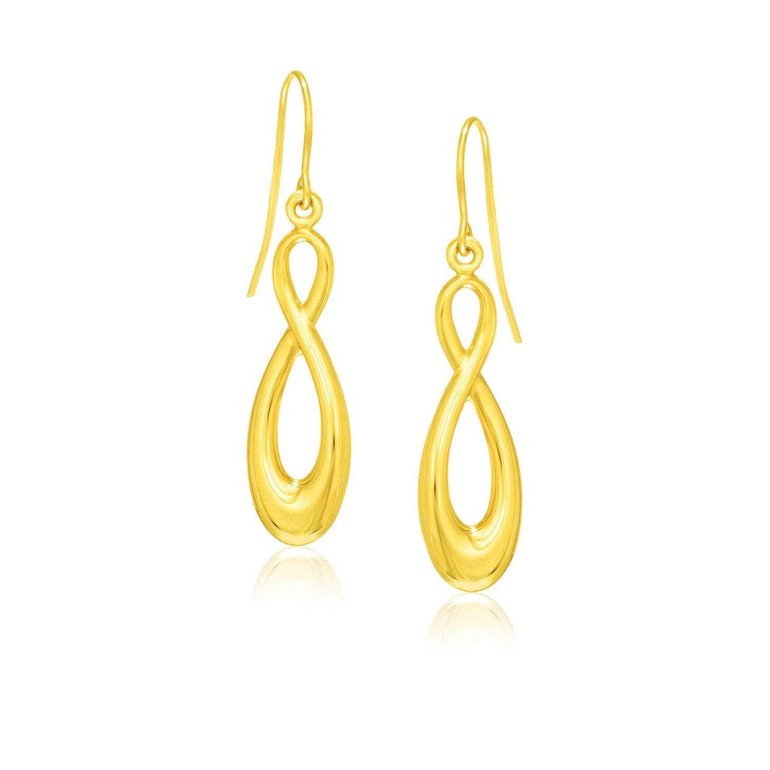 14K Yellow Gold Infinity Hoop Earrings for Women - Elegant Polished Design for Everyday Wear & Special Occasions