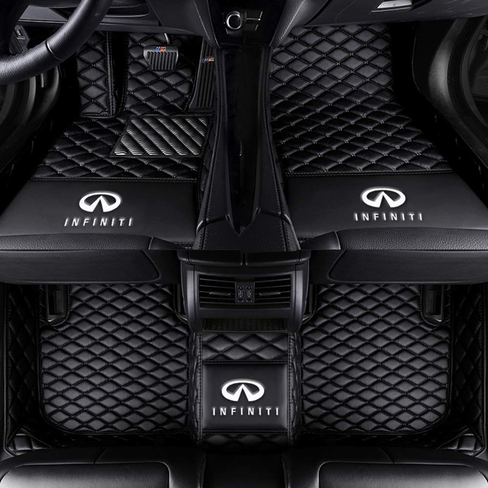 Premium Custom Fit All-Weather Floor Mats for 2014-2021 Nissan Pathfinder & Infiniti QX60 (2013 JX35) - Heavy Duty Black Car Mats with Black Stitching | 100% Protection Against Dirt, Spills & Wear | Perfect for Daily Commute, Family Road Trips & Off-Road Adventures