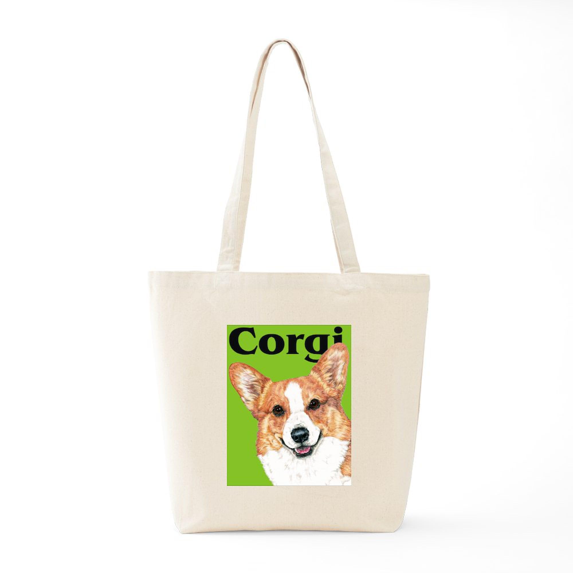 Pembroke Welsh Corgi Green Pop Art Canvas Tote Bag - Eco-Friendly Reusable Shopping Bag for Groceries, Beach & Work