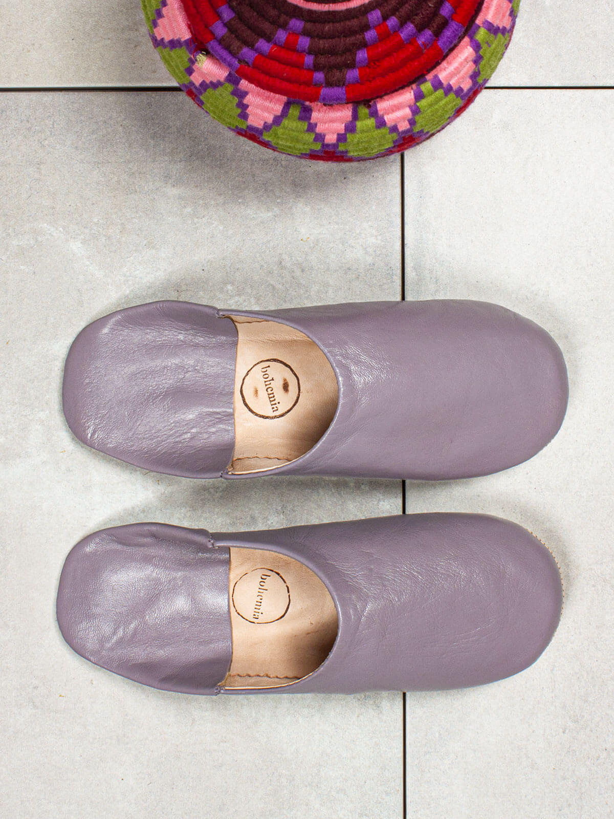 Moroccan Babouche Slippers for Women - Soft Violet Leather House Shoes | Comfortable Indoor/Outdoor Slippers for Home, Lounge & Travel