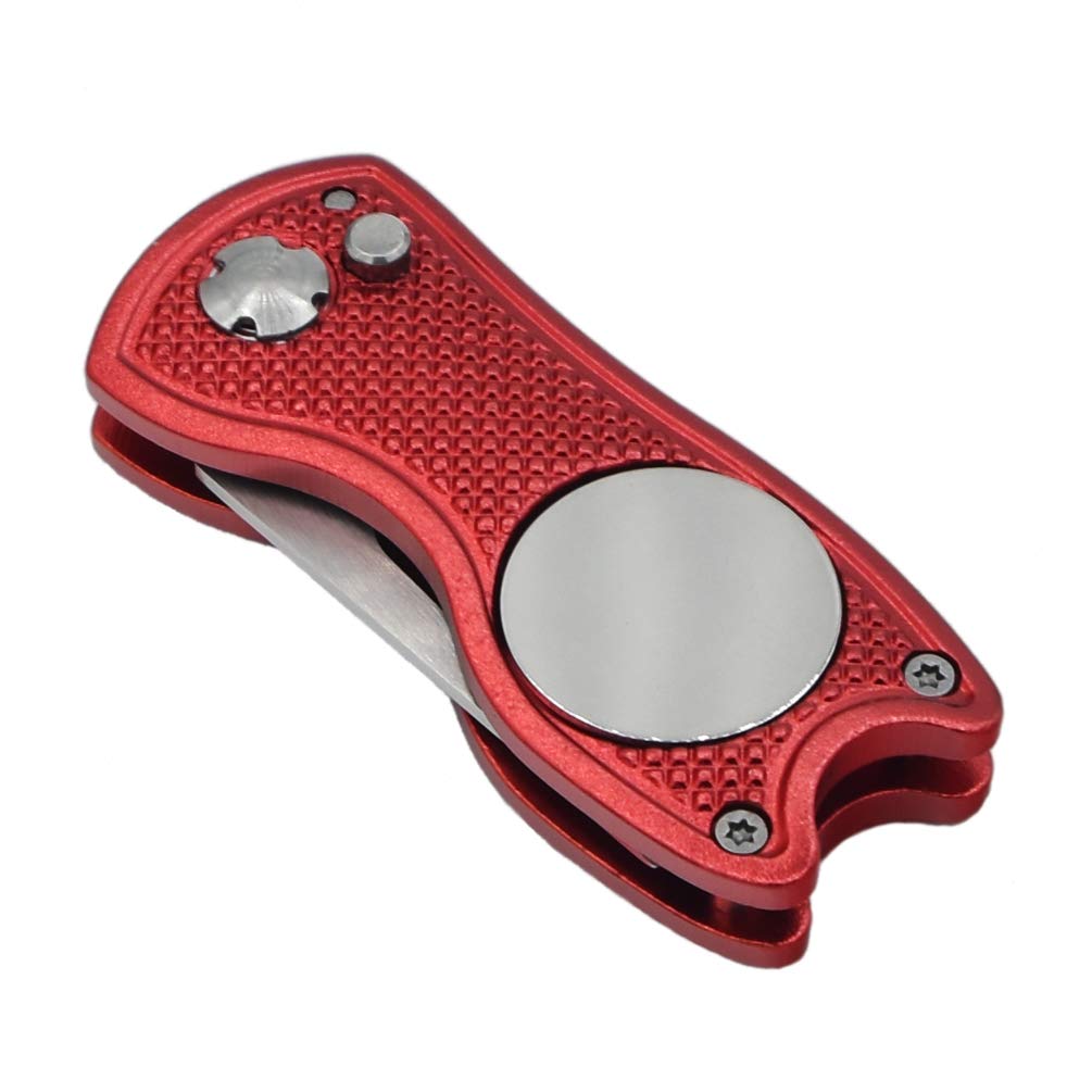 Premium Golf Divot Repair Tool with Pop-up Button & Magnetic Ball Marker | Lightweight & Portable Mini Pitch Mark Fixer | Ideal for Professional Golfers & Practice Sessions | Perfect for Greens, Tournaments & Golf Course Maintenance