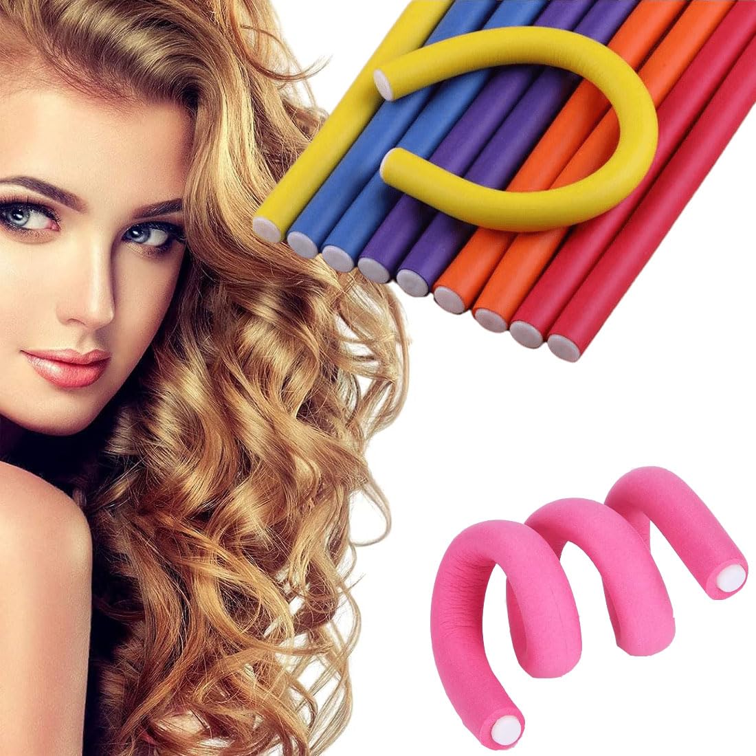 Ghelonadi Heatless Hair Curling Rods - 6 Pack Soft Flexi Foam Rollers for No-Heat Curls, Waves & Updos | Perfect for Overnight Styling, Salon Results at Home (Multi Color)
