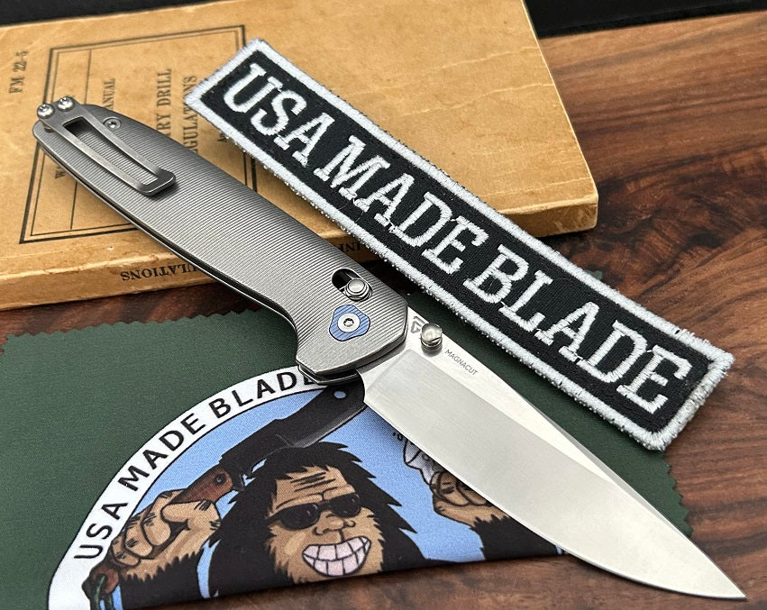Tactile Knife Maverick Folding Knife - Magnacut Blade, Titanium Handles, Crossbar Lock - EDC Pocket Knife for Outdoor, Camping & Everyday Carry (Black Friday Special)