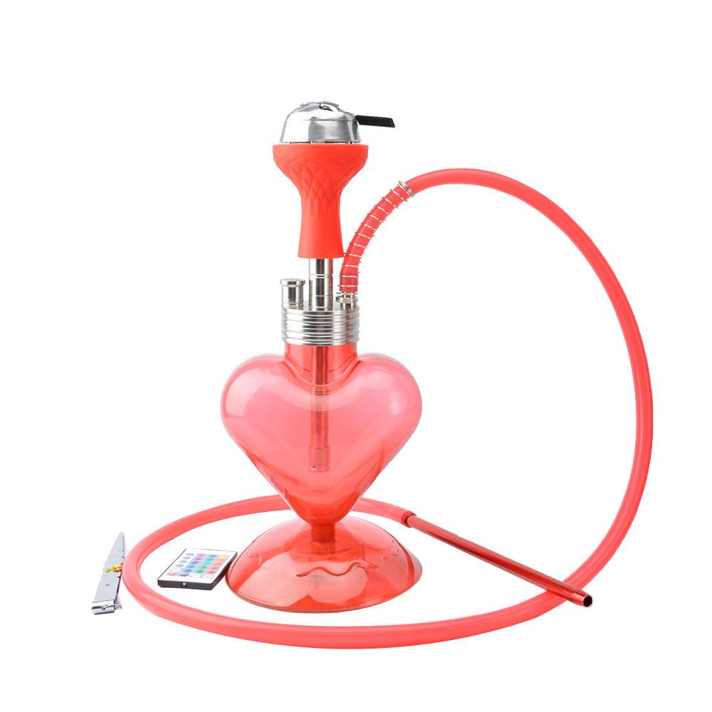LED Heart Shaped Hookah Set - Acrylic Water Pipe for Shisha, Nargile, Sheesha | Perfect for Bar Parties, Home Gatherings & Relaxation
