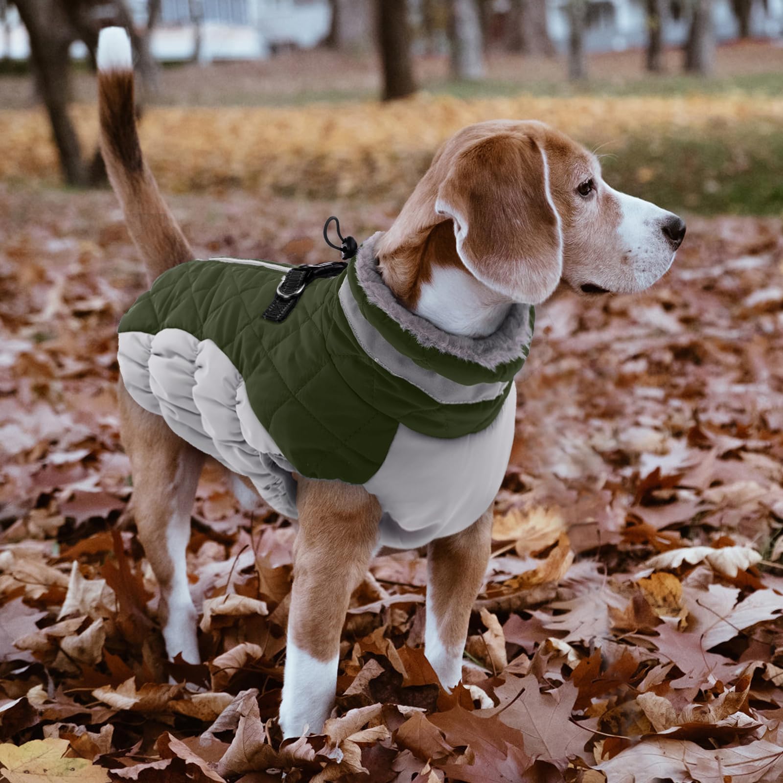 Lelepet Warm Winter Dog Coat with Harness - Windproof, Reflective Turtleneck Fleece Jacket for Small, Medium & Large Dogs | Cold Weather Protection for Outdoor Walks & Winter Adventures