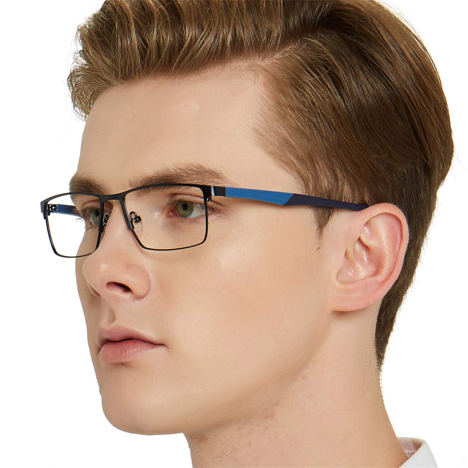 OCCI CHIARI Blue Light Blocking Glasses for Men - Square Computer Gaming Eyeglasses with Anti-Glare Protection - Reduce Eye Strain for Work, Gaming & Screen Time