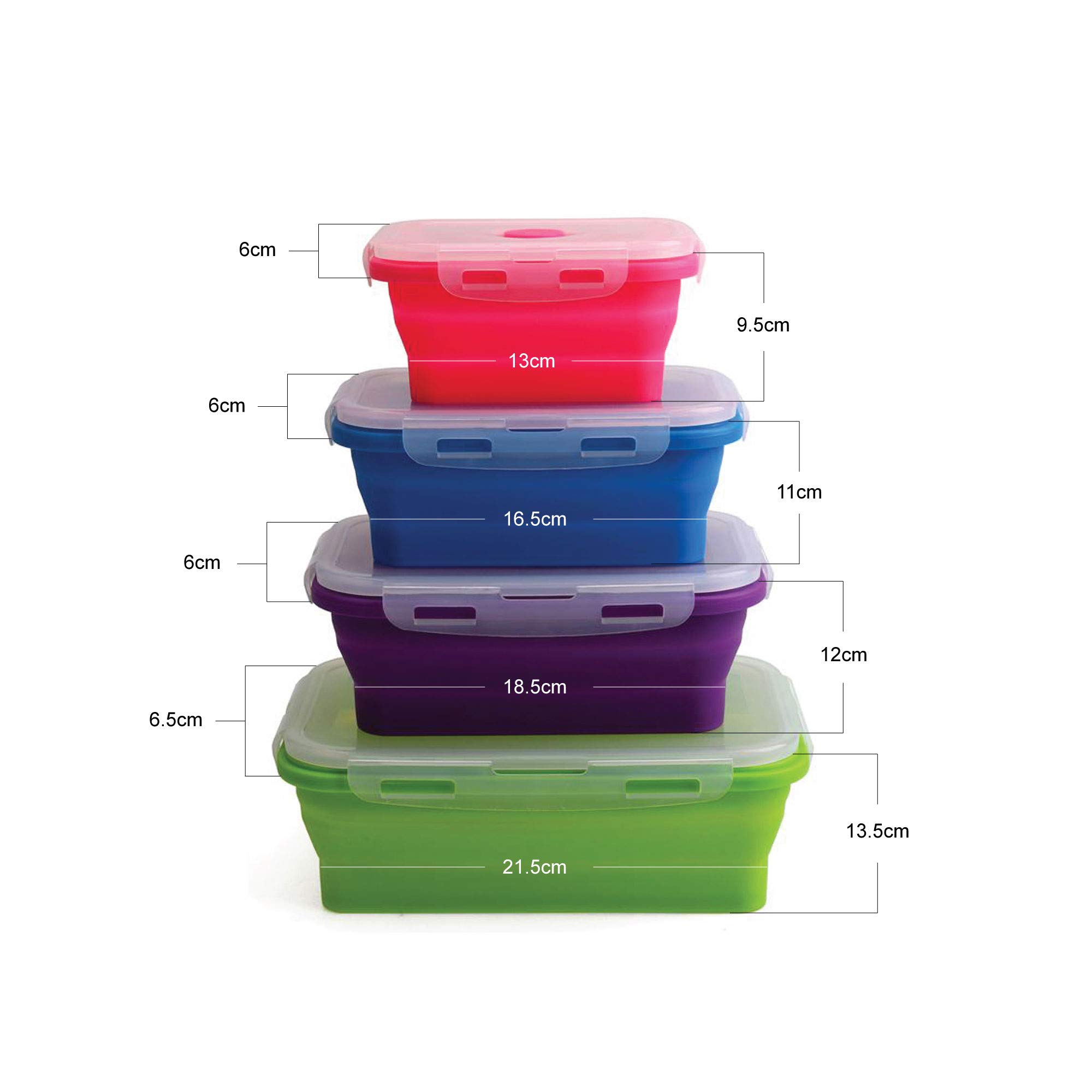 Jean-Patrique 4-Piece Collapsible Silicone Food Storage Containers Set - Airtight, Leak-Proof, BPA-Free, Microwave & Dishwasher Safe - Perfect for Meal Prep, Leftovers & On-the-Go Snacks