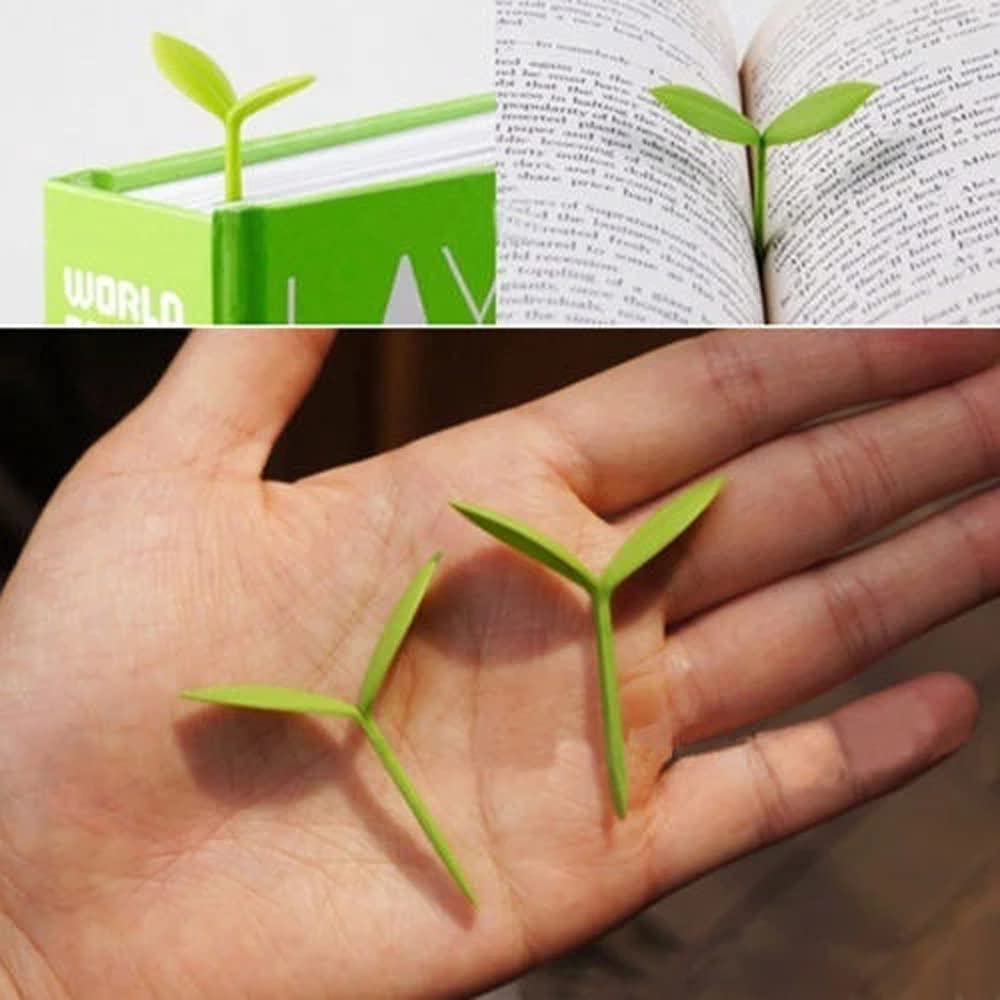 Mini Green Sprout Silicone Bookmarks - Creative Grass Bud Bookmark for Book Lovers & Bookworms | Perfect Reading Accessories for Kids, Students & Plant Lovers (Green)