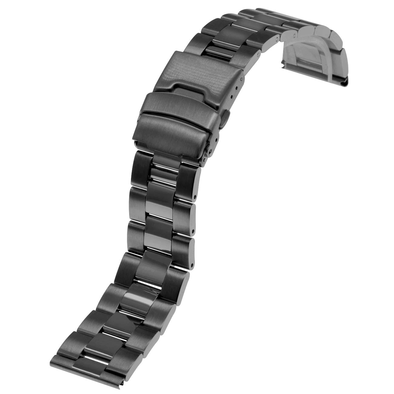 Stainless Steel Tapered Watch Band 20mm 22mm 24mm Brushed & Polished Metal Watch Straps for Men & Women - Black Silver Replacement Band for Casual, Dress & Everyday Wear