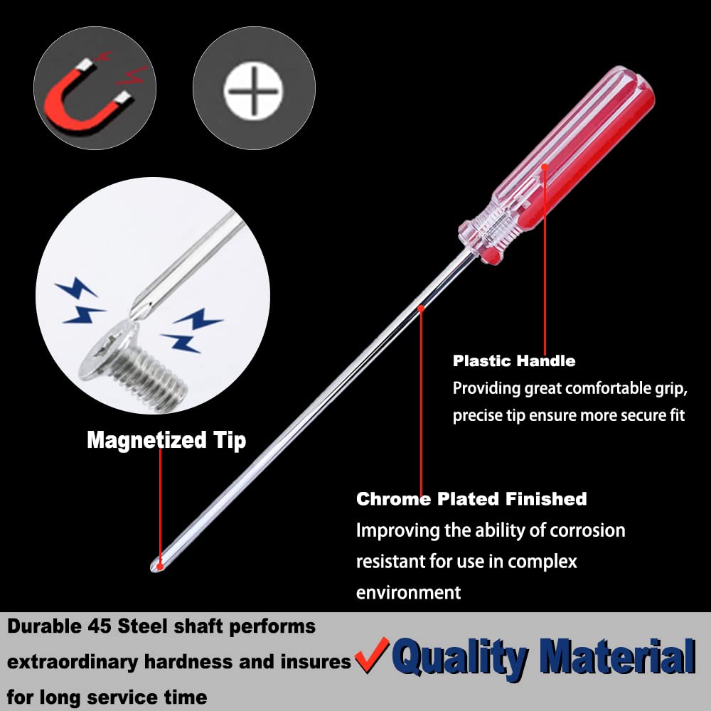 Utoolmart Phillips Screwdriver - 5mm Magnetic Cross Head Tip, 300mm 45# Steel Shaft with 75mm Ergonomic Plastic Handle - Perfect for Home Repair, DIY Projects & Craft Work | Durable Screwdriver for Electronics, Furniture Assembly & General Maintenance