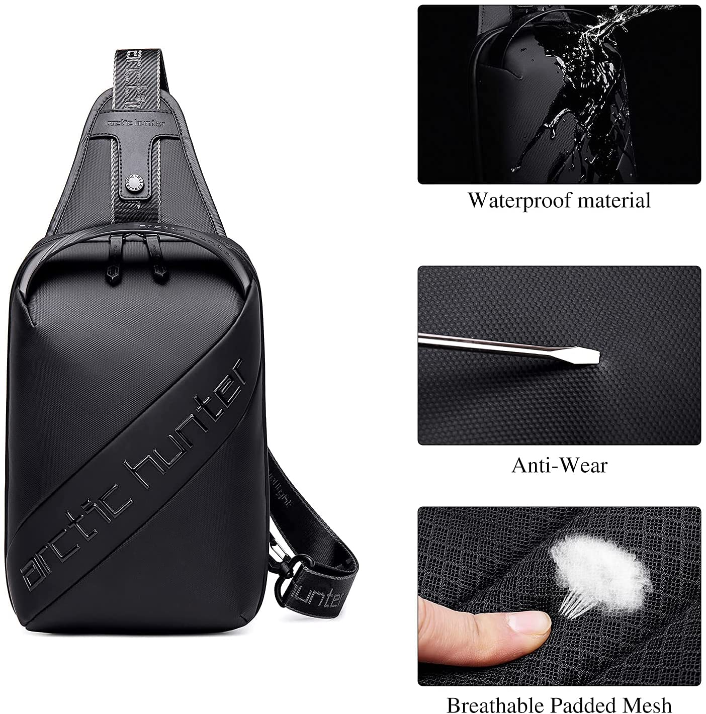 Waterproof Crossbody Sling Bag for Men & Women - Lightweight Durable Chest Shoulder Bag for Travel, Hiking, Walking, Cycling - Perfect Daypack for Outdoor Activities & Daily Commute