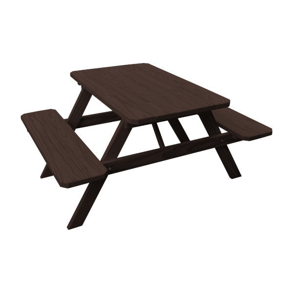 Durable Yellow Pine Picnic Table with Attached Benches - Outdoor Dining Set for Backyard, Patio & Garden Gatherings