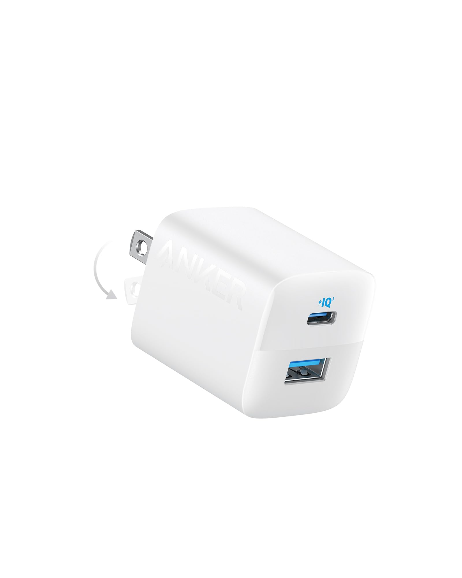 Anker 33W USB C Fast Charger, 2-Port Compact Wall Charger with Foldable Plug for iPhone 15/14/13 Series, Samsung Galaxy, Google Pixel, iPad/iPad Mini - White | Fast Charging for Home, Office & Travel (Cable Not Included)