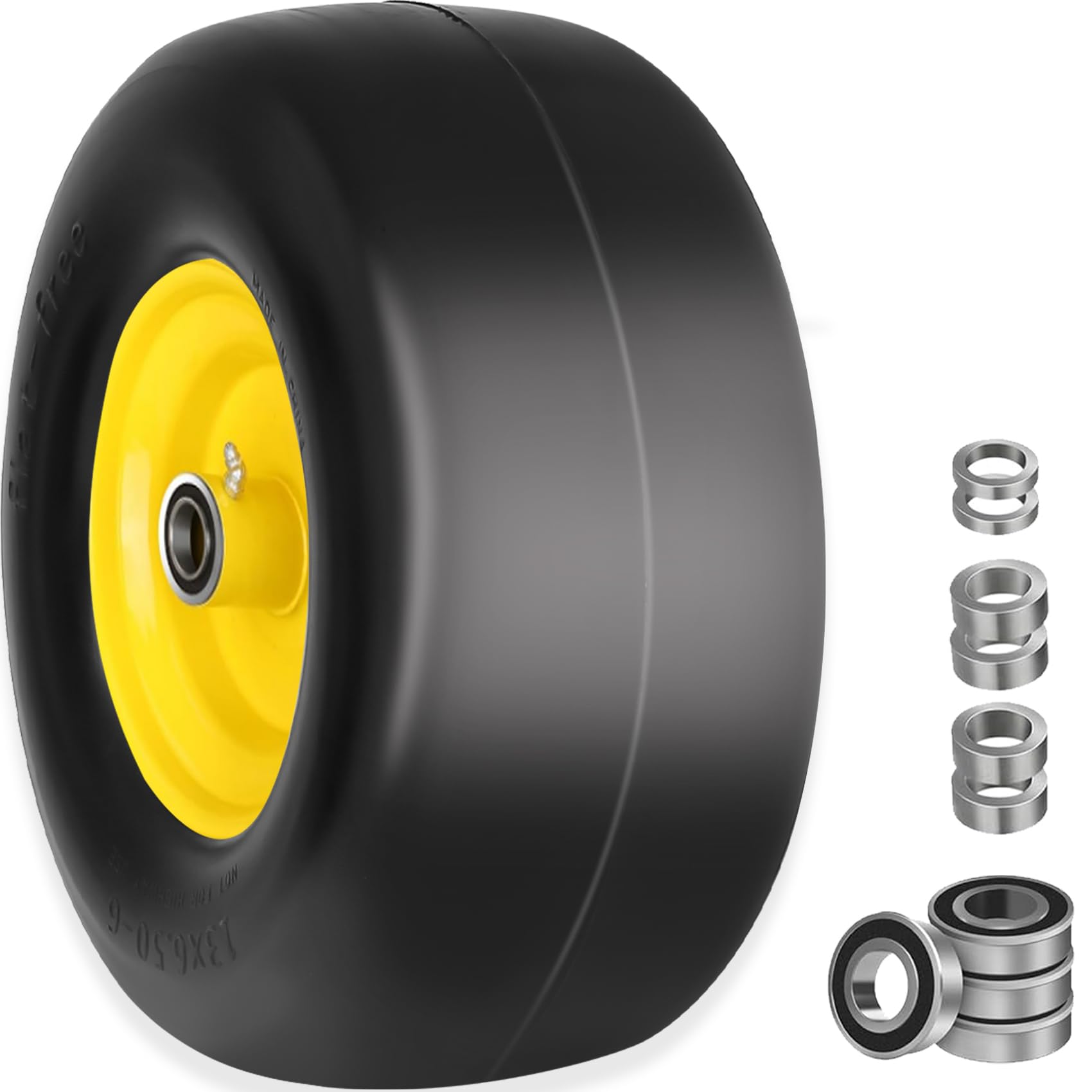 13x6.50-6 Flat Free Lawn Mower Tires - Front Tires for Zero Turn Mowers, Garden Tractors & Riding Mowers | 5.5