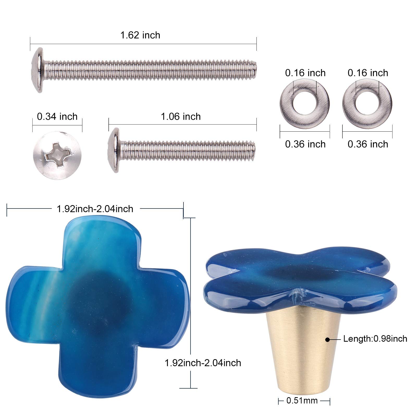 Blue Agate Knob Drawer Pulls for Dresser Cabinet - 2 PCS - Home Furniture Decoration Hardware