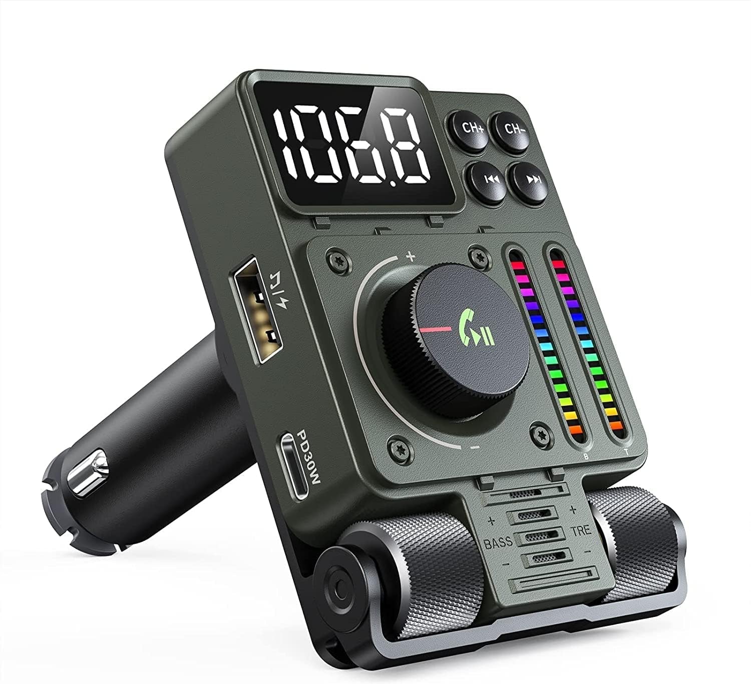 Green Lion Adventure FM Transmitter for Car - Wireless Bluetooth Car Kit with Hands-Free Calling & MP3 Player - Perfect for Road Trips & Music Streaming