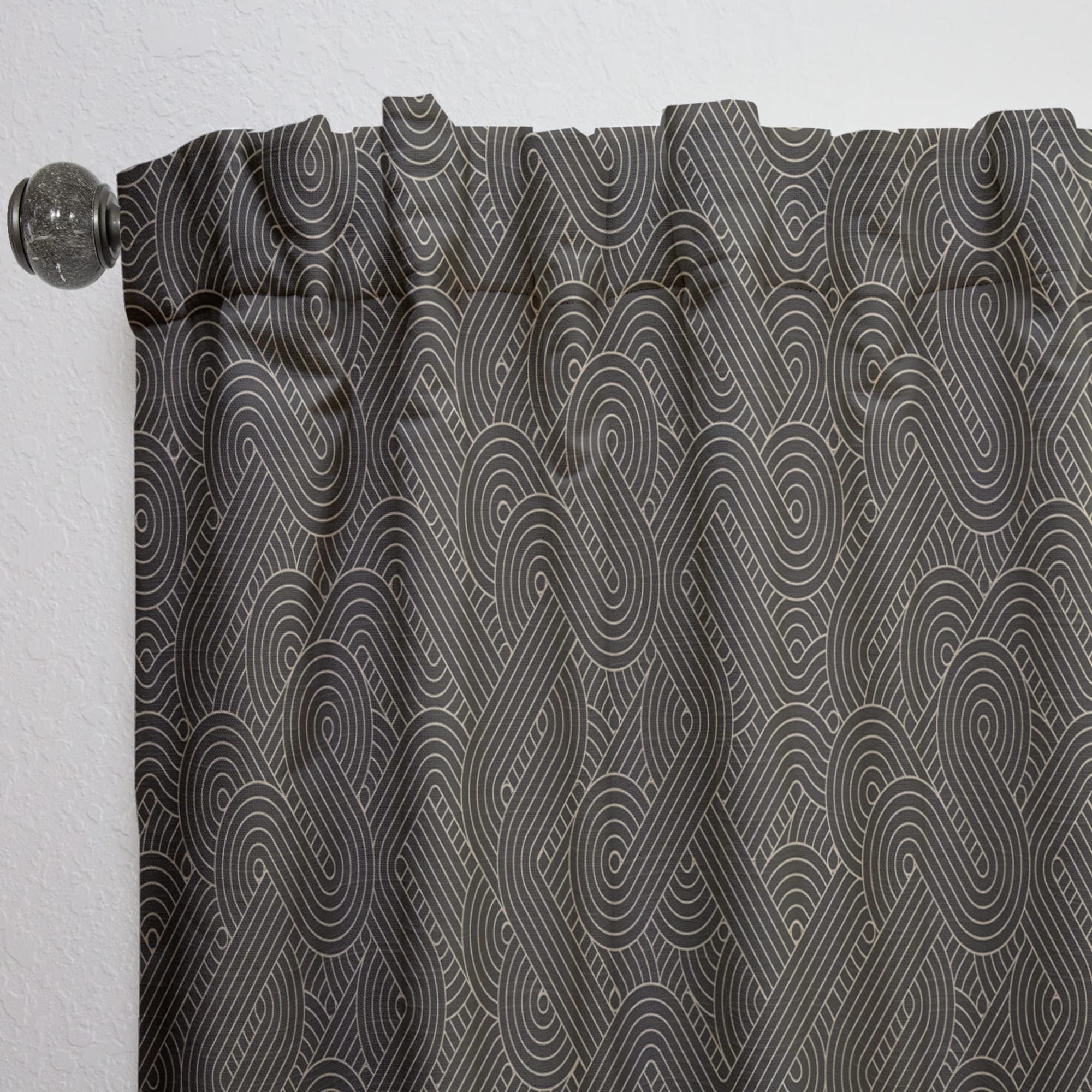 DesignQ 'Rounded Line Labyrinth' Thermal Insulated Curtains - 52x120 Inch Single Panel Window Drapes for Bedroom & Living Room - Perfect for Home Decor, Light Blocking & Temperature Control