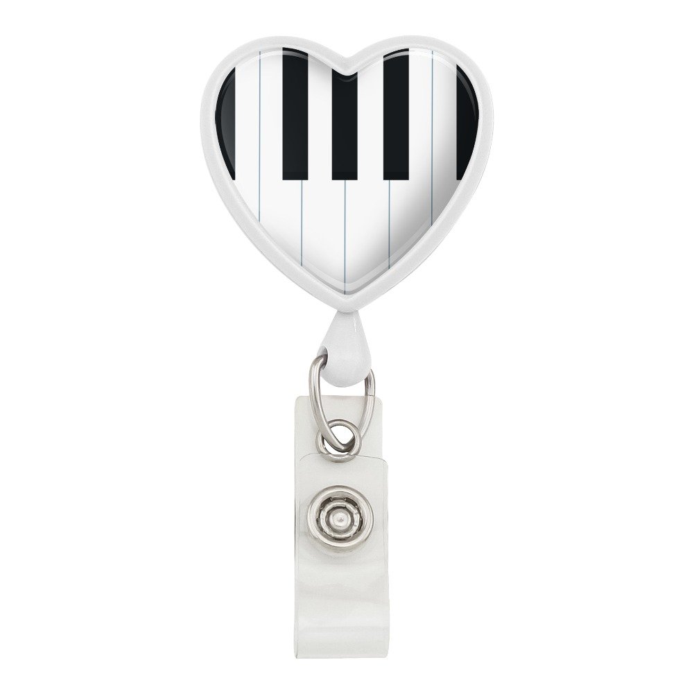 Piano Keys Keyboard Lanyard - White ID Badge Holder for Musicians