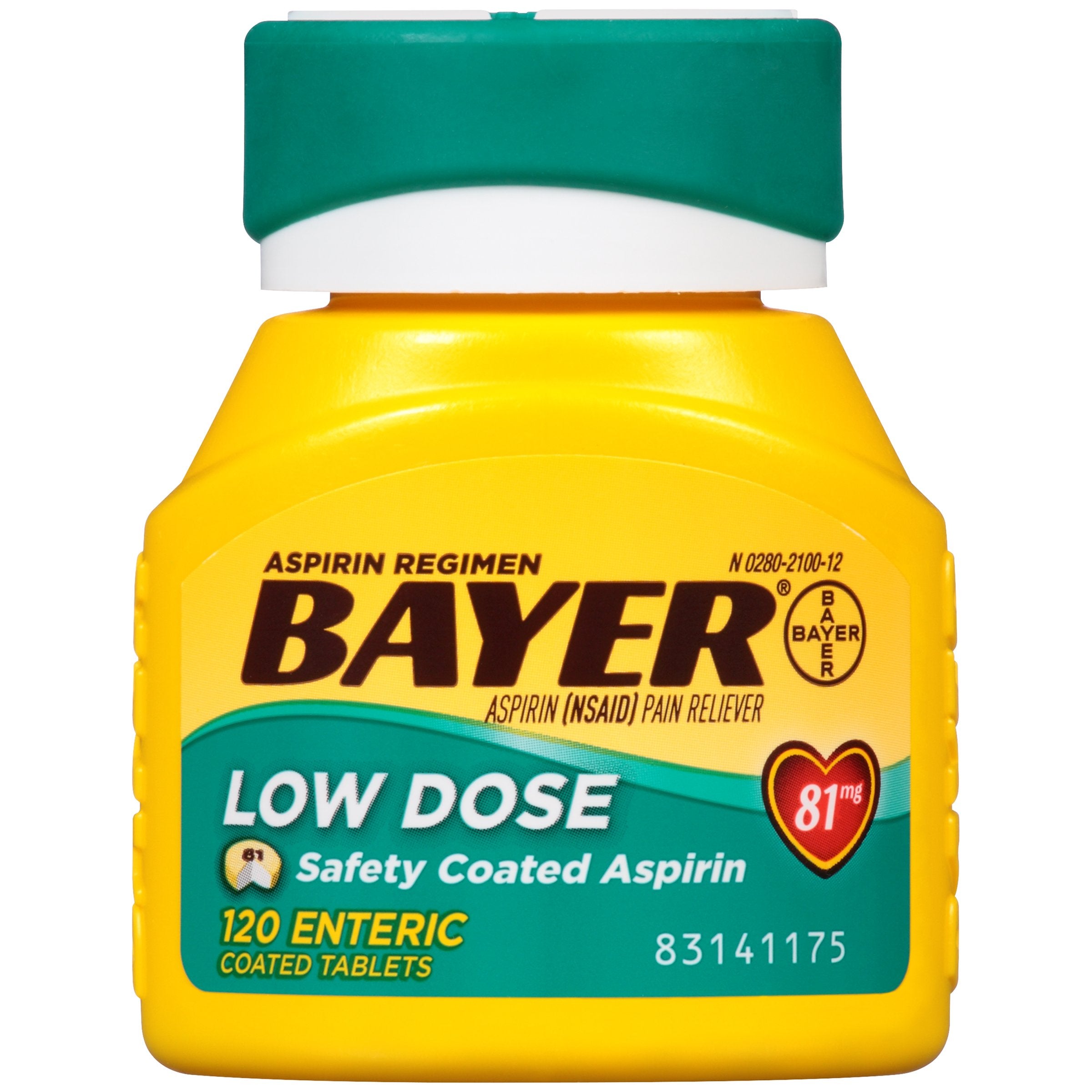 Bayer Low Dose 81mg Aspirin Pain Relief Tablets - 120 Count Box | Heart Health & Headache Relief for Adults | Daily Use & Travel First Aid