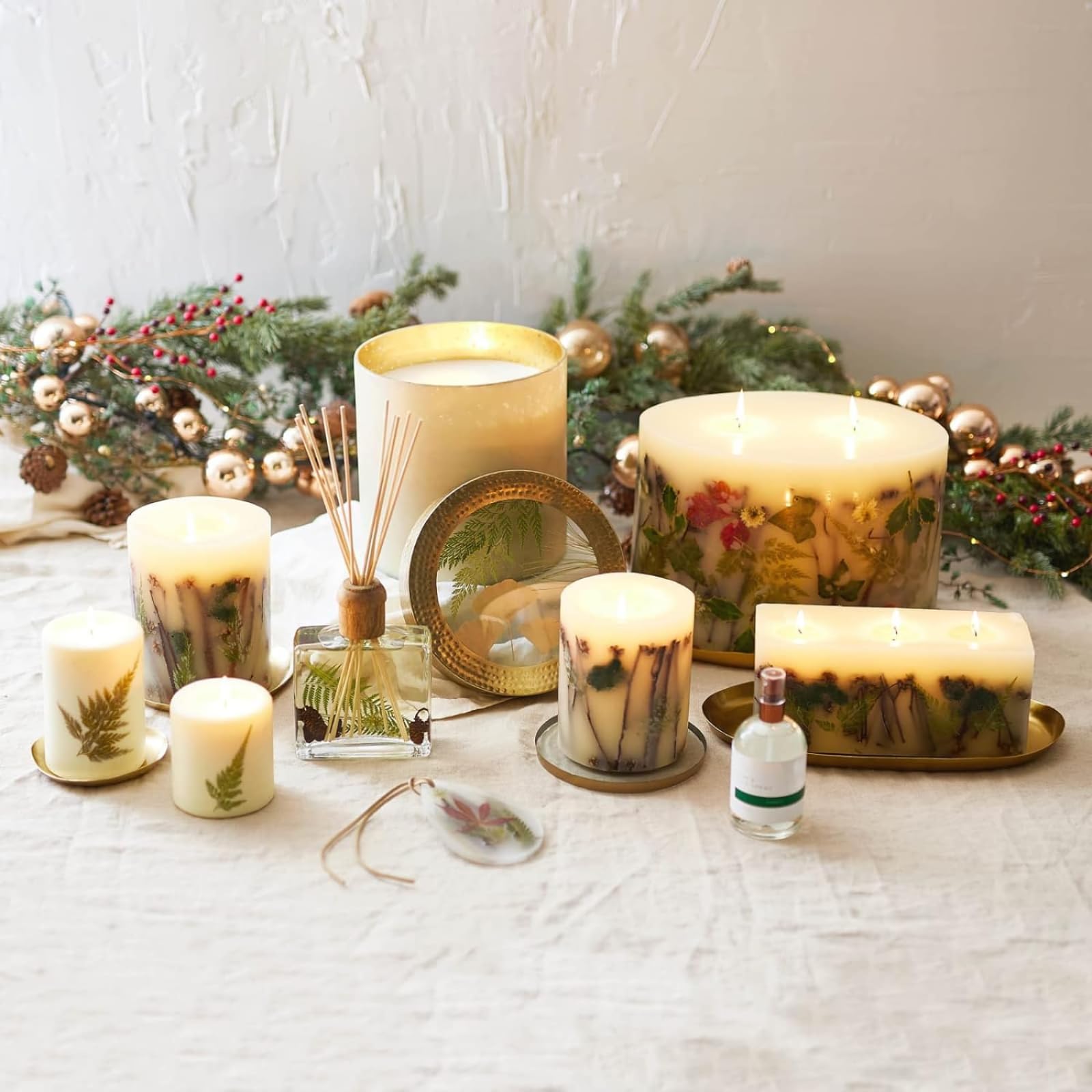 Rosy Rings Forest Round Botanical Candle - 200 Hour Burn Time, Clary Sage & Sandalwood Aromatherapy Candle with White Musk | Woodsy Scent for Relaxation, Spa, Yoga & Home Decor | 6.5