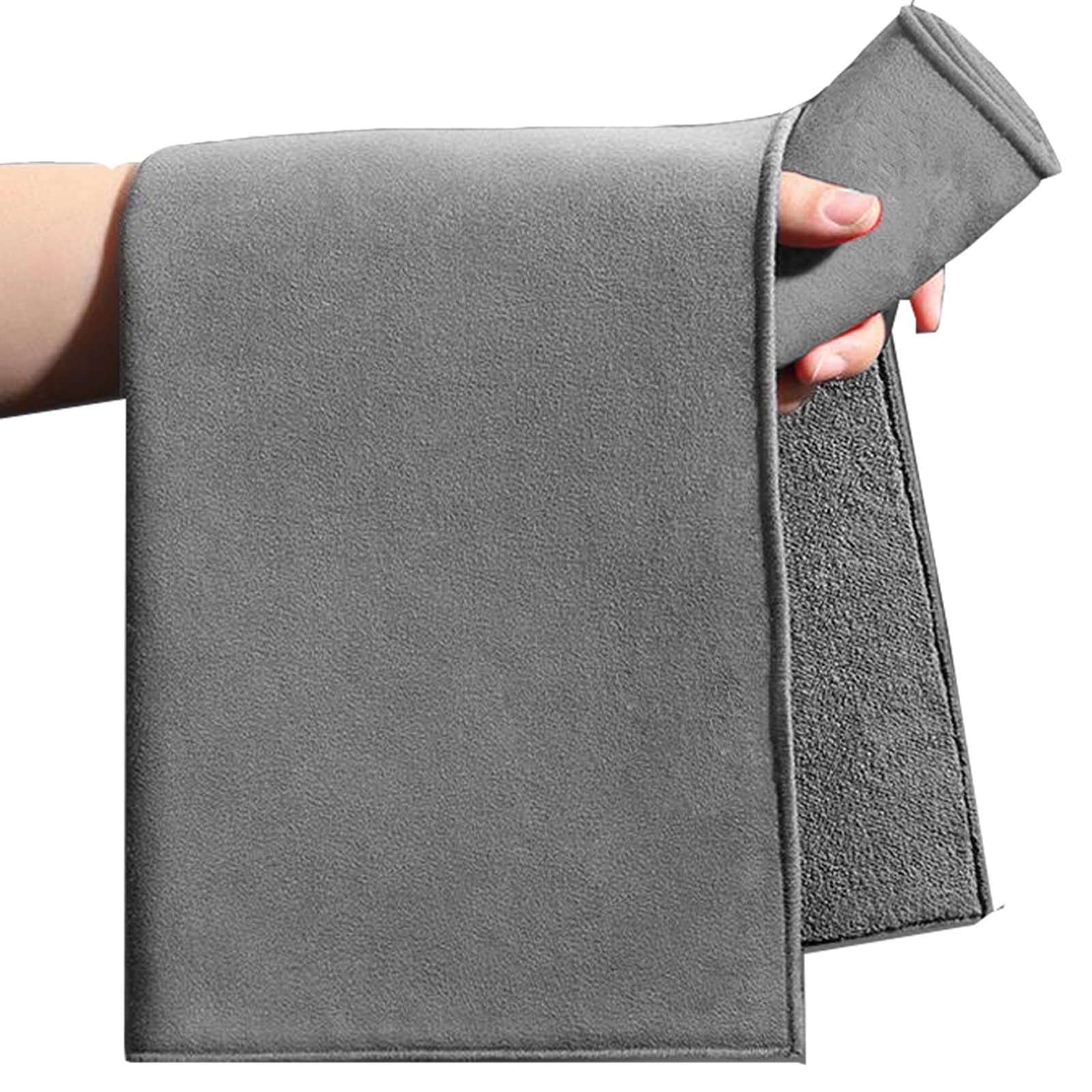 Premium BHUJ Suede Coral Velvet Double-Sided Car Towel - Super Absorbent Reusable Microfiber Drying Towel (30x40cm, Grey) for Car Wash, Auto Detailing, Home Cleaning & Vehicle Grooming