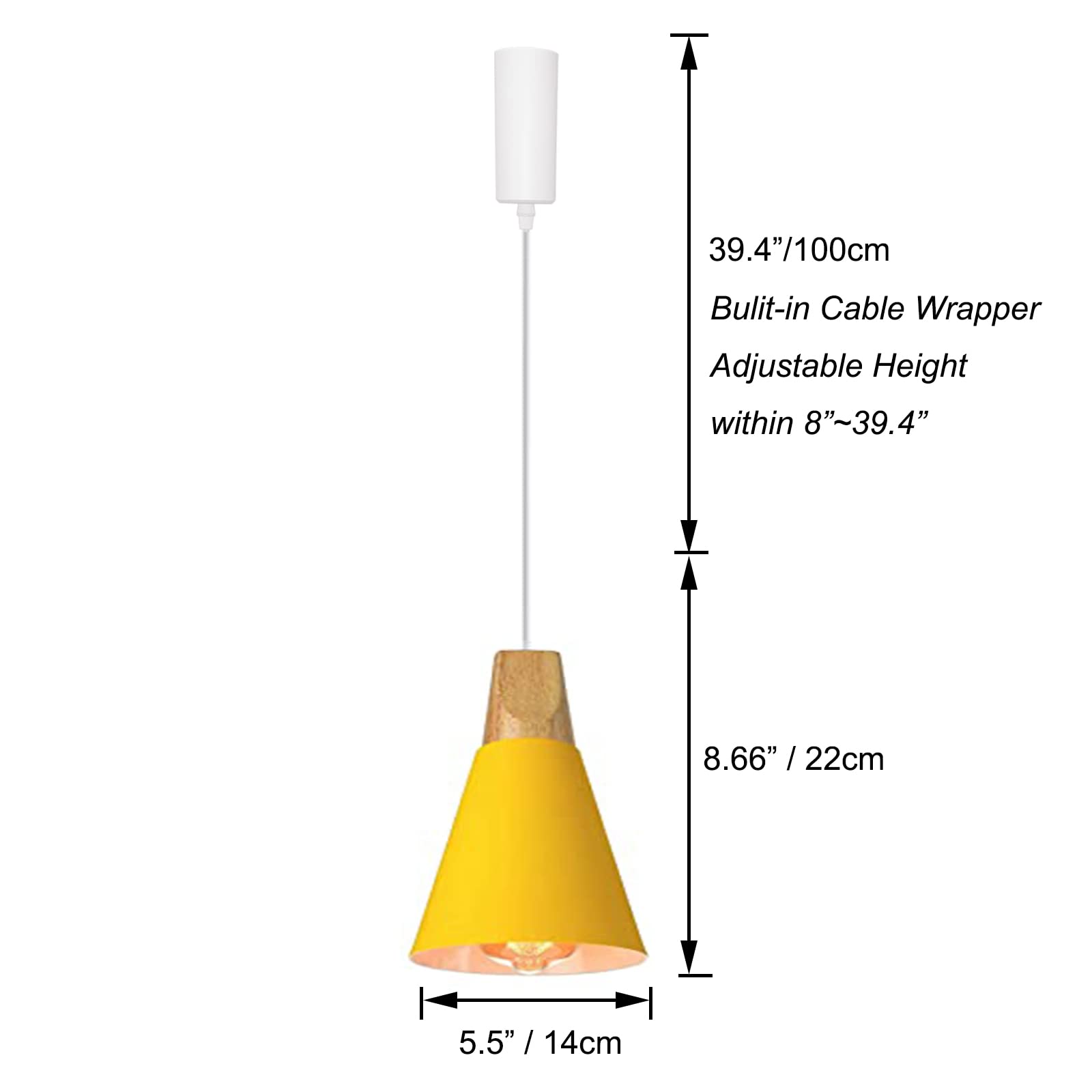 Kiven H-Type Track Lighting Fixture - 3-Light Adjustable Track Pendant Light with φ5.5 Yellow Lampshade for Bedroom, Kitchen, Living Room & Dining Room | Modern Home Lighting Solution for Ambient and Task Lighting