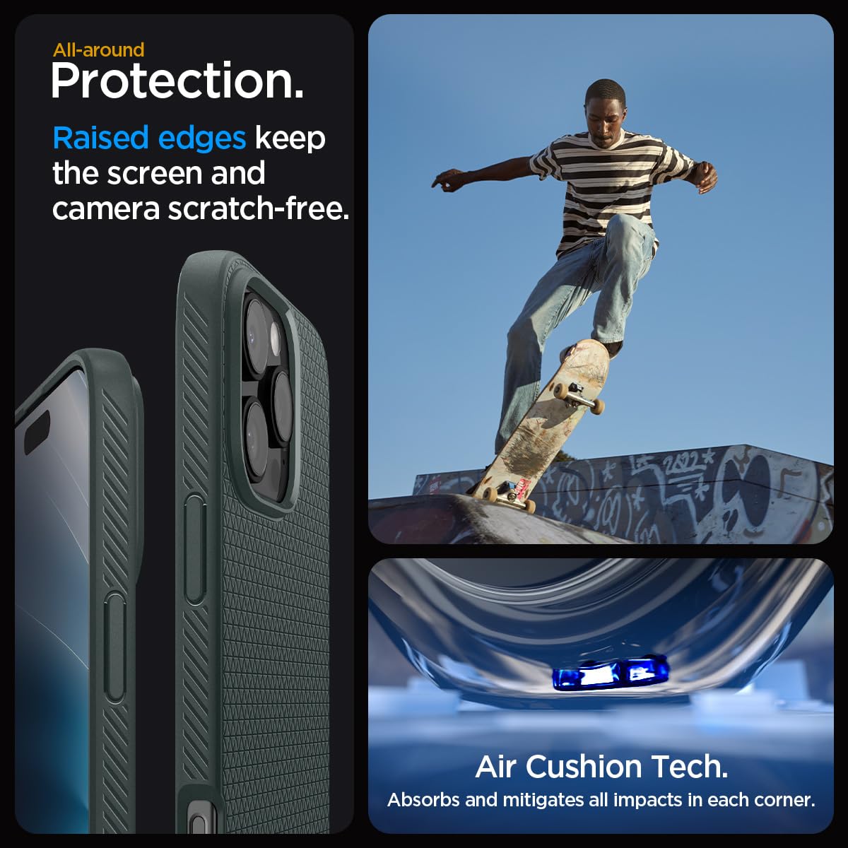 Spigen Liquid Air Armor Case for iPhone 16 Pro Max - Slim Protective Cover with Military-Grade Protection in Abyss Green | Perfect for Daily Use, Travel & Outdoor Activities