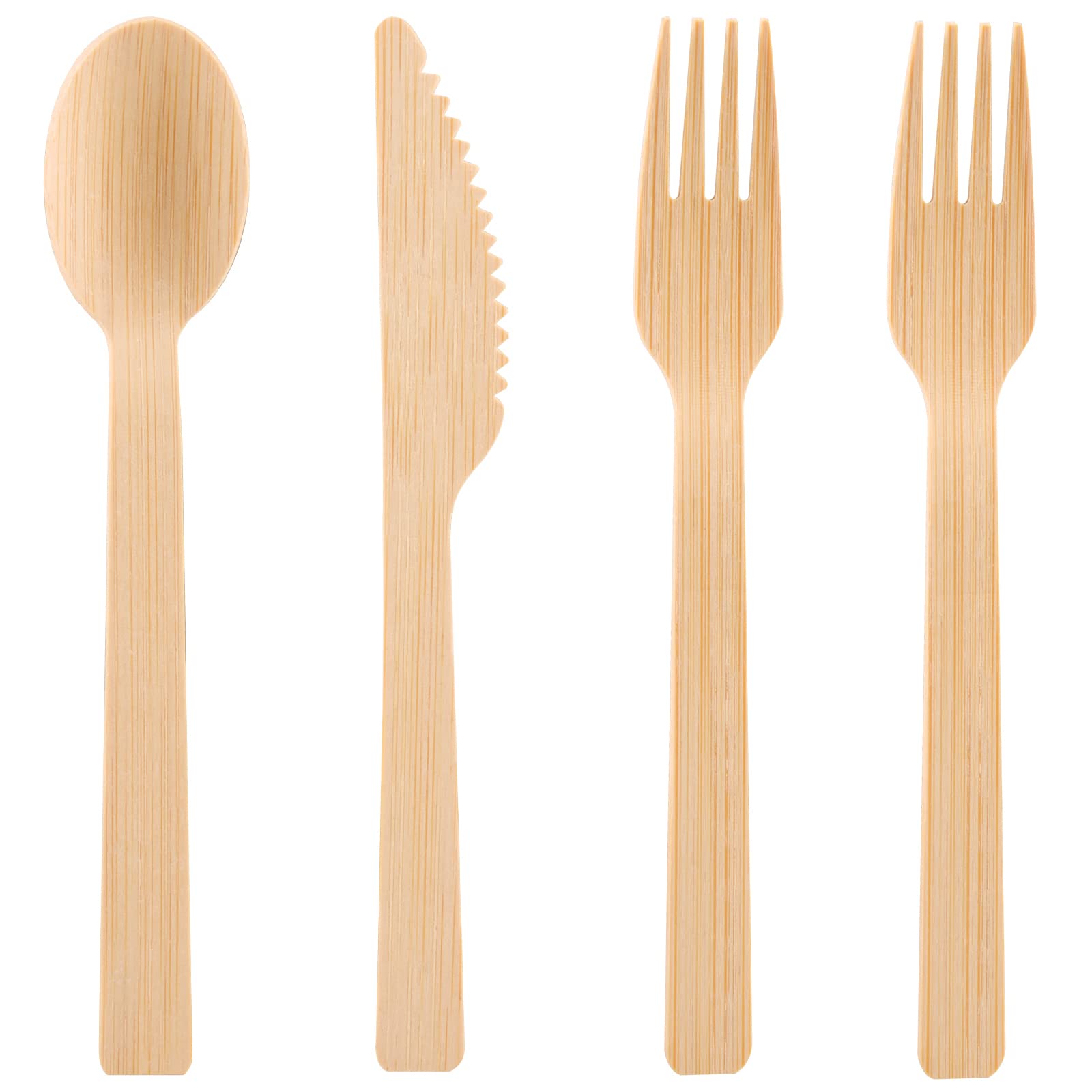 200 Pack Eco-Friendly Disposable Bamboo Utensils Set - 100 Forks, 50 Spoons, 50 Knives - 100% Biodegradable & Compostable Cutlery for Weddings, Parties, Picnics, Camping & Outdoor Events - Sustainable Flatware Alternative to Plastic
