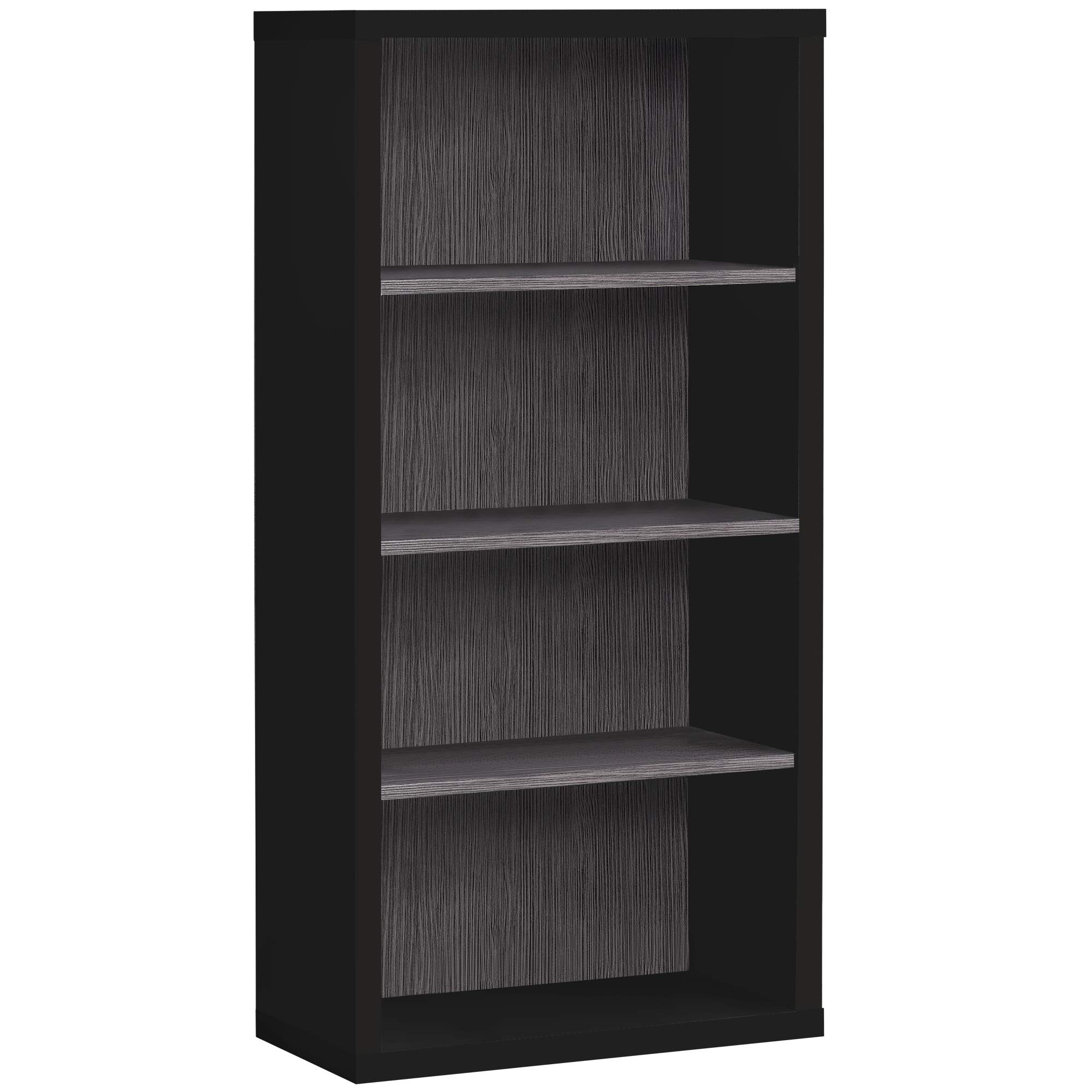 Ergode 48 Inch Tall Bookcase with Adjustable Shelves - Black & Grey Modern Bookshelf for Home Office, Living Room, or Bedroom Storage