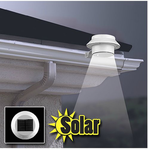 Solar Powered Outdoor LED Light - 3 Bright LEDs for Fence, Roof, Gutter, Garden & Yard Wall Lighting | Weatherproof & Energy Efficient Landscape Lighting for Pathways, Patios & Home Security
