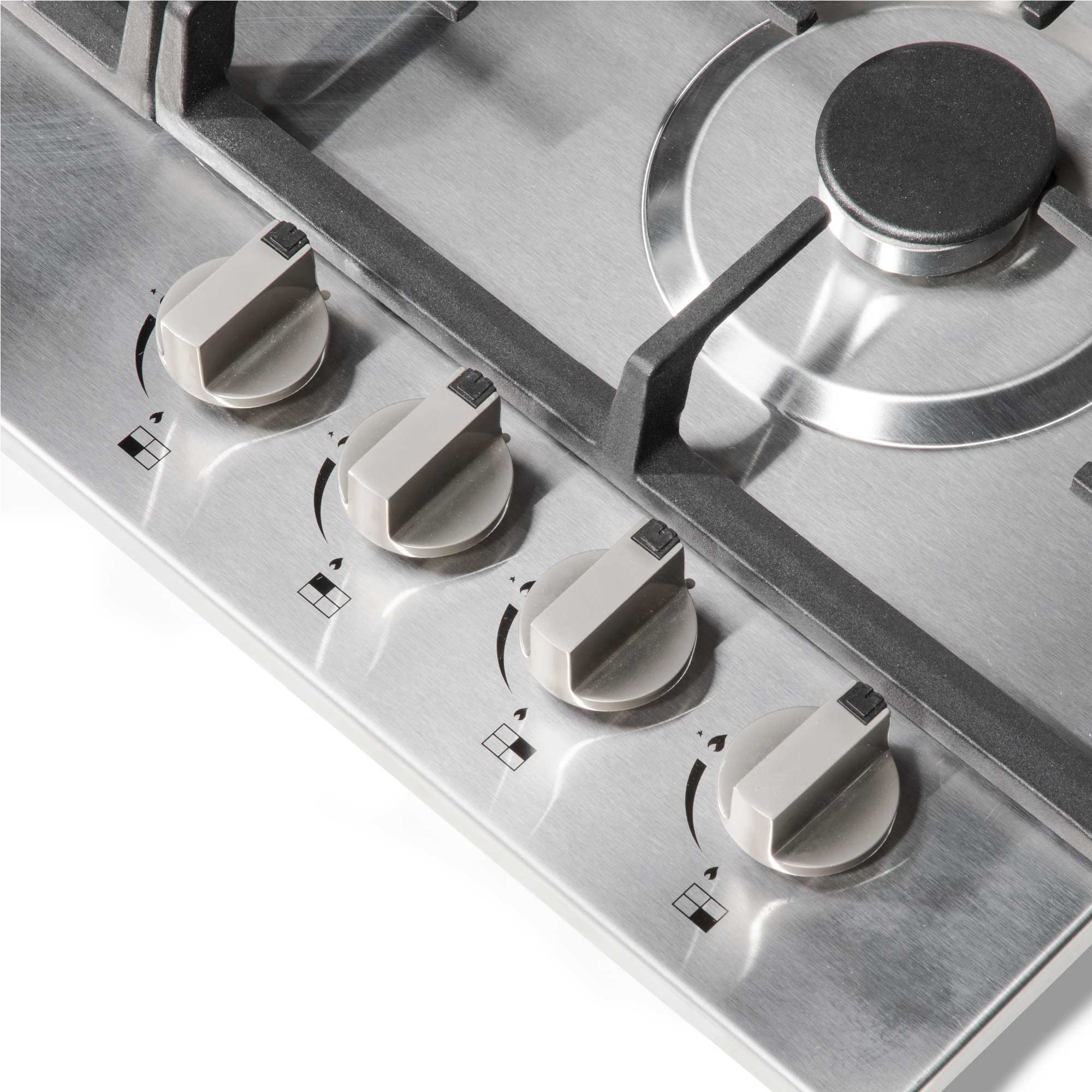 Baridi 60cm Built-In Gas Hob with 4 Burners & Cast Iron Pan Supports - Stainless Steel DH225 | Perfect for Home Kitchens & Professional Cooking