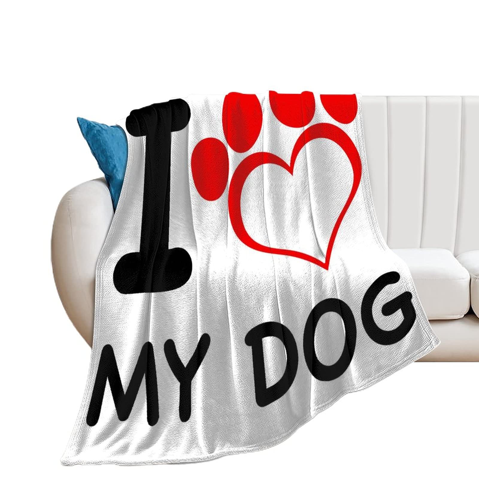 Soft & Cozy I Love My Dog Throw Blanket 60x80 Inches - Perfect for Couch, Bed, Sofa Decor & Pet Lover Gifts - Great for Snuggling, Home Decor, and Winter Warmth