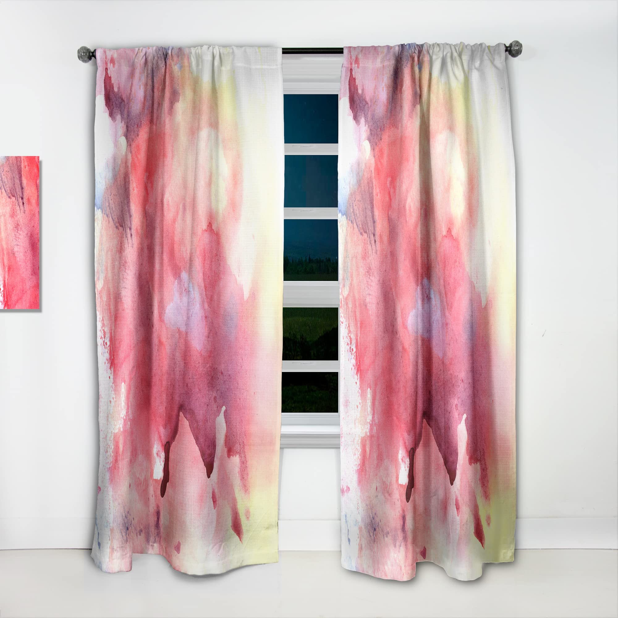 Abstract Pink and Purple Thermal Insulated Curtains - Single Panel 52x120 - Elegant Drapes for Bedroom & Living Room - Perfect for Light Control and Energy Efficiency