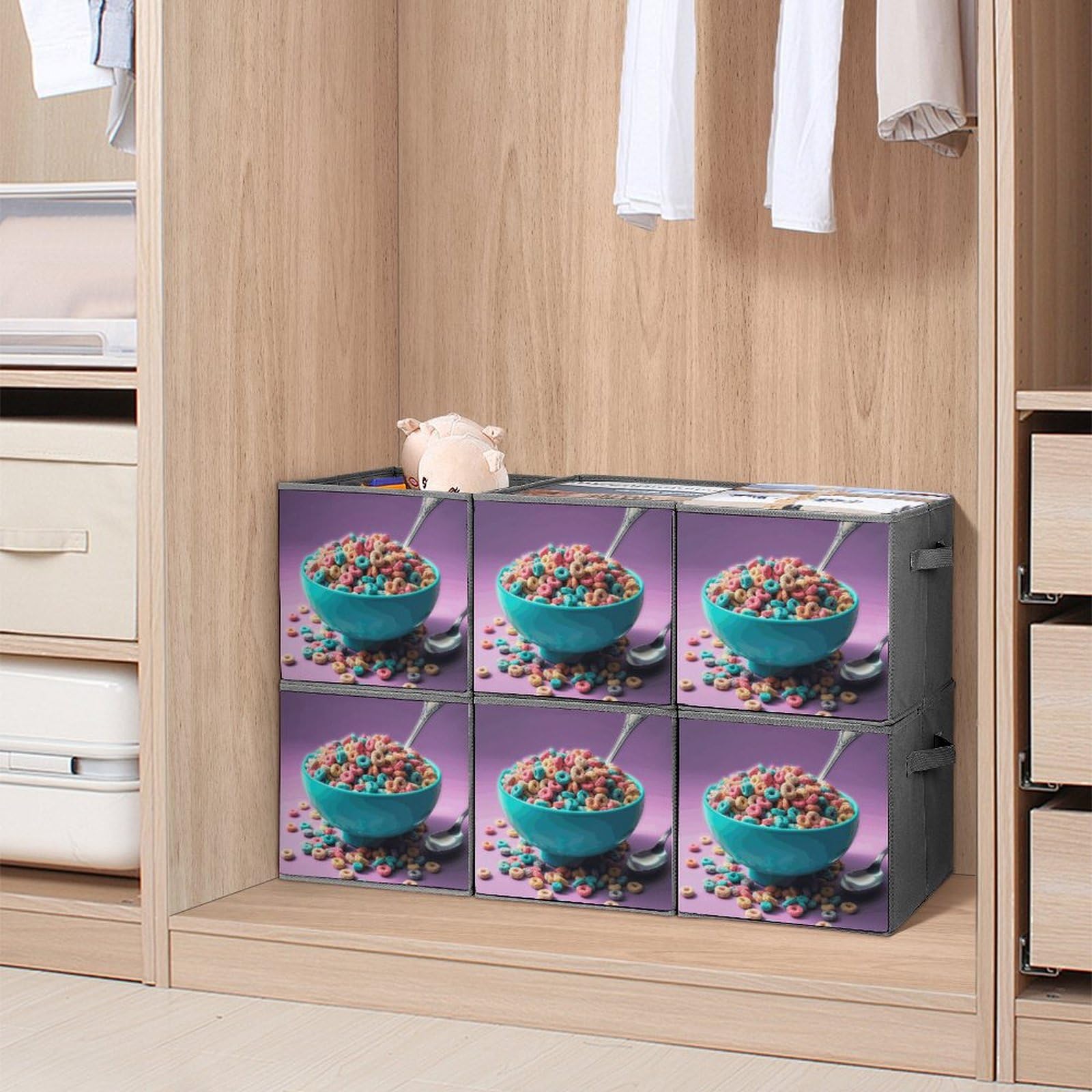 Collapsible Waterproof Storage Cube Bins with Handles - 6 Pack Organizer for Home, Closet, Office & Bedroom - Perfect for Cereal, Toys, Bowls & More | Space-Saving Foldable Design