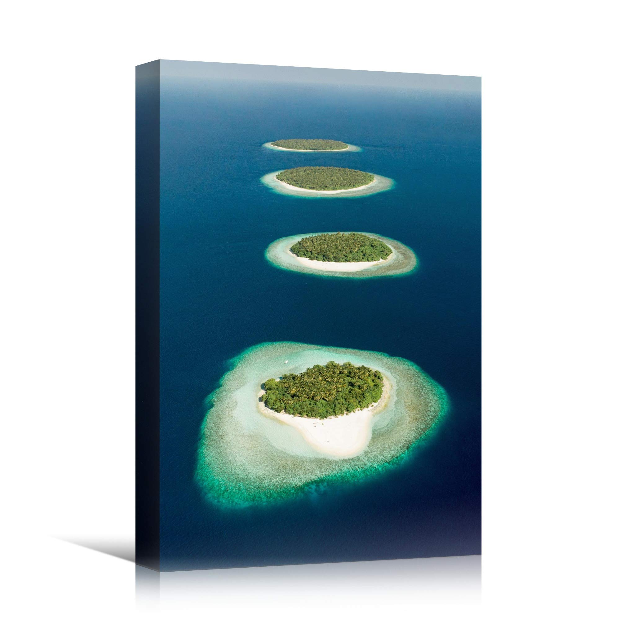 Lone Island Beach Canvas Wall Art - Coastal Blue Photography for Relaxation & Calm - 32x48 Inches - Perfect for Living Room, Bedroom & Office Decor
