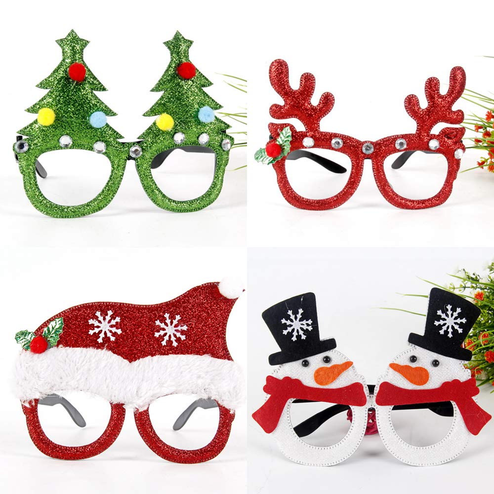 Festive Christmas Party Glasses - Merry Xmas Reindeer & Santa Hat Eyewear for Holiday Celebrations - Perfect for Christmas Parties, Office Events & Family Gatherings