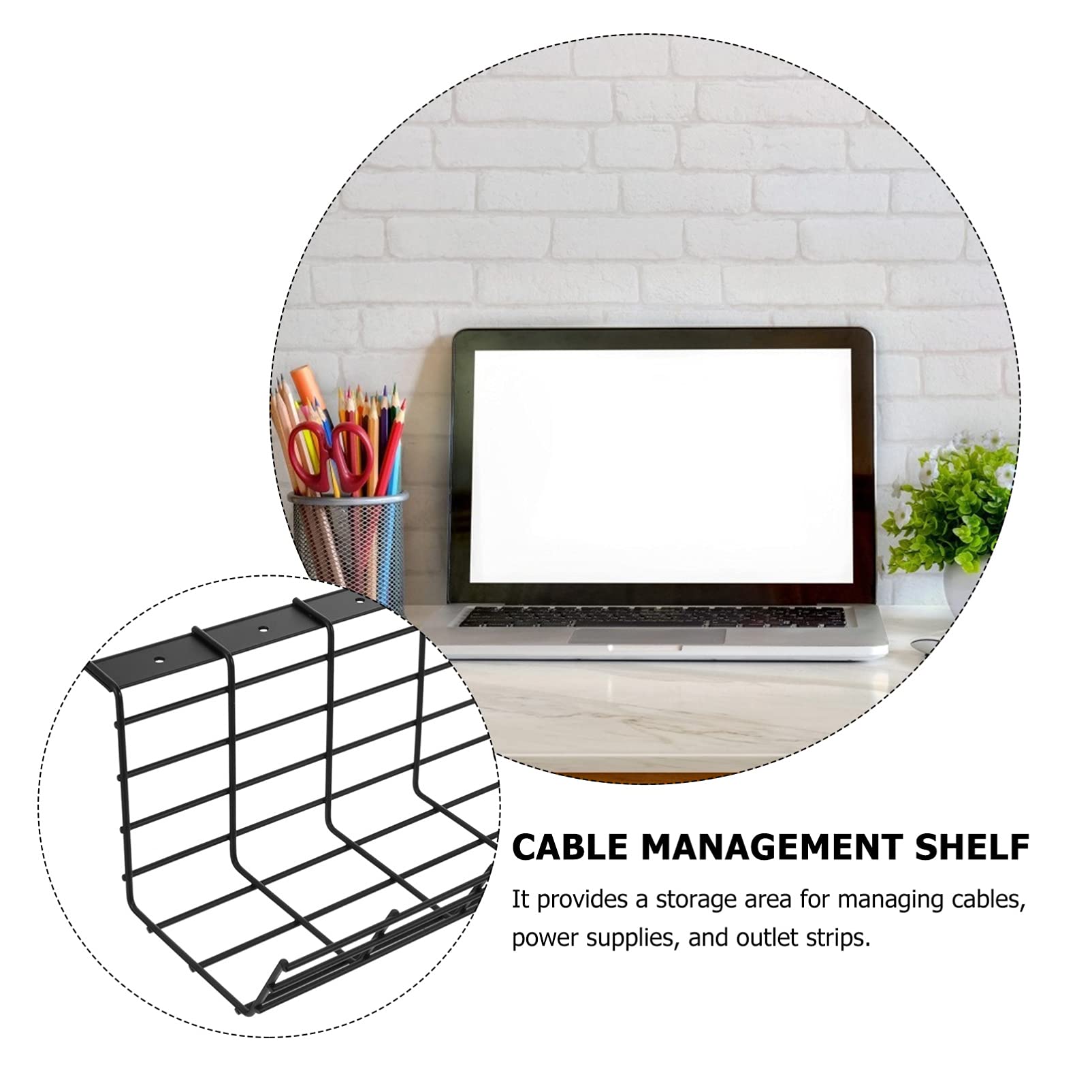 Hemoton Under Desk Cable Management Rack - 1pc Iron Wire Organizer Tray & Shelf for Home Office, Gaming Setup & Workspace Organization